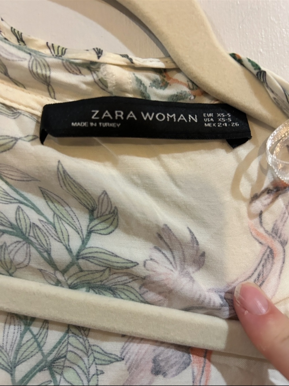 Zara Cream Floral-Print Open Front Blouse - Picture 4 of 6